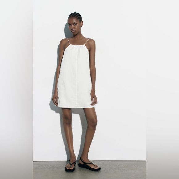 Zara White Nylon Mini Dress - Picture 1 of 6